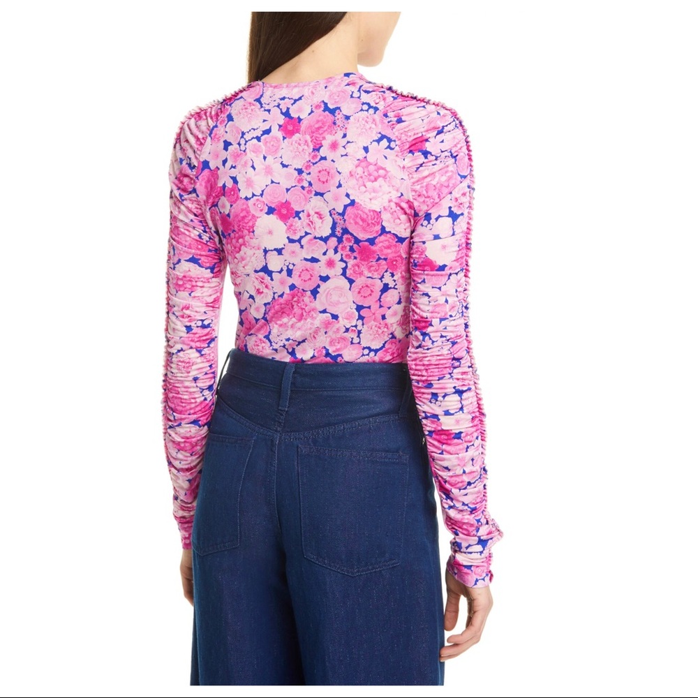 NEW STINE GOYA RUCHED SLEEVE FLORAL PRINT TOP - Picture 7 of 10